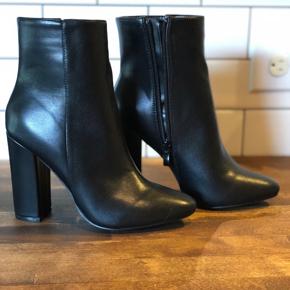 Chic faux leather ankle booties